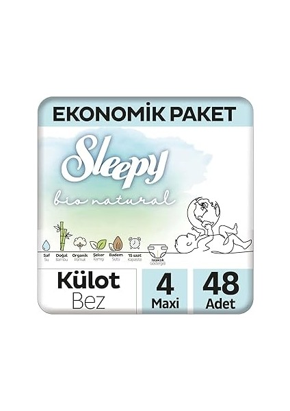 Sleepy Bio Ekonomik Paket Külot Bez 4 Numara Maxi 48 Adet