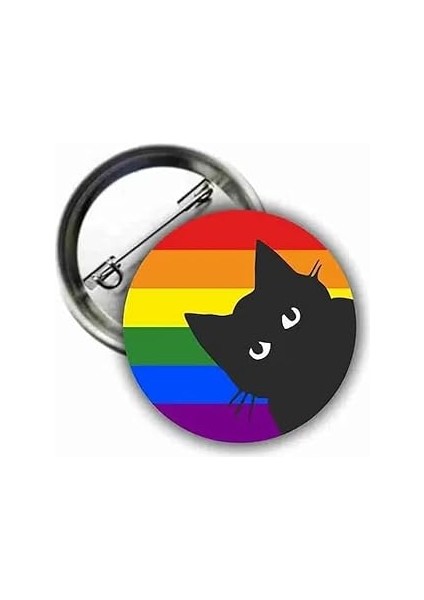 Ms Major Selection Pride Flag Cat Gökkuşağı Buton Rozet