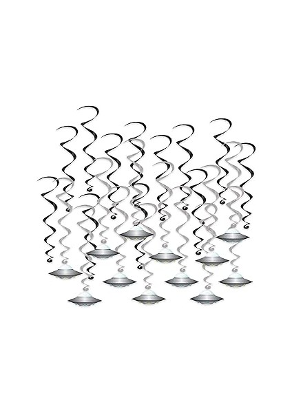 Beistle 24 Parça Uçan Tabak Whirls Dış Mekan Süslemeleri Uzaylı Parti Malzemeleri Asılı Spiraller,