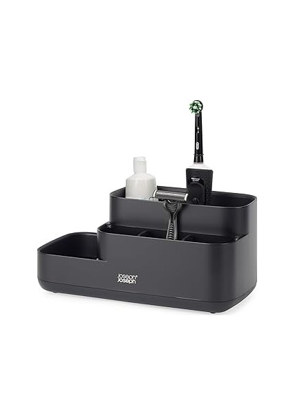 Joseph Joseph Easystore Banyo Organizer, Banyo Aksesuarları Için Depolama Düzenleyici, Mat Siyah