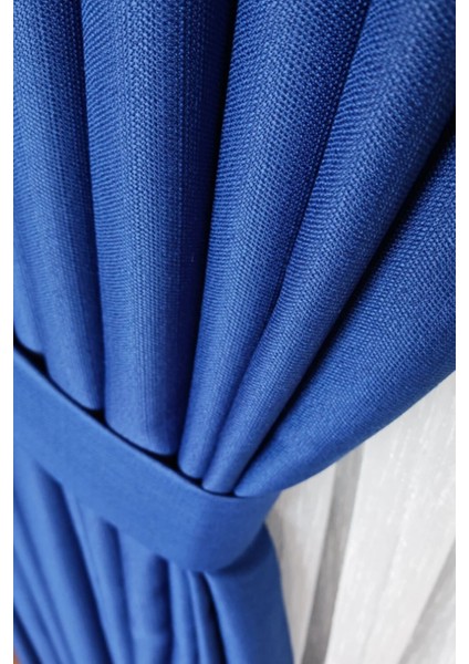 Keten Fon Perde, Lacivert, Pano Fon, Sık Pile, Kuşaklı, Düz Renk, Tek Kanat fiyatları