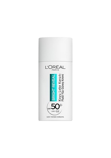 L'oréal Paris Bright Reveal SPF50, Koyu Leke Karşıtı Fluid Günlük Yüz Güneş Kremi 50ML