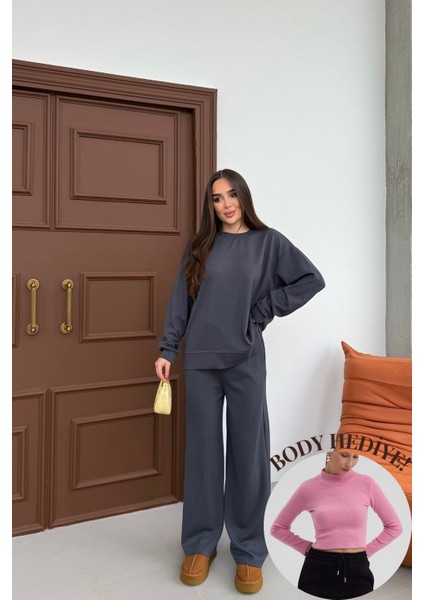 Yumuşak Premium Kumaş Uzun Beli Lastikli Modal Alt-Üst Takım