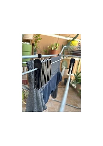 Long Way 20 Adet Yeni Nesil Iz Bırakmaz Ataç Mandal Dayanıklı Elbise Kurutma Mandalı (Siyah)