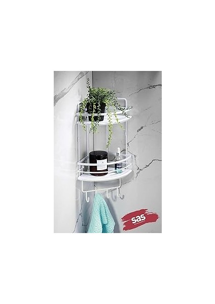 Sas Haus Yapışkanlı Ömür Boyu Paslanmaz Kristal Ayarlanabilir Raf Banyo Düzenleyici Şampuanlık Lk-0