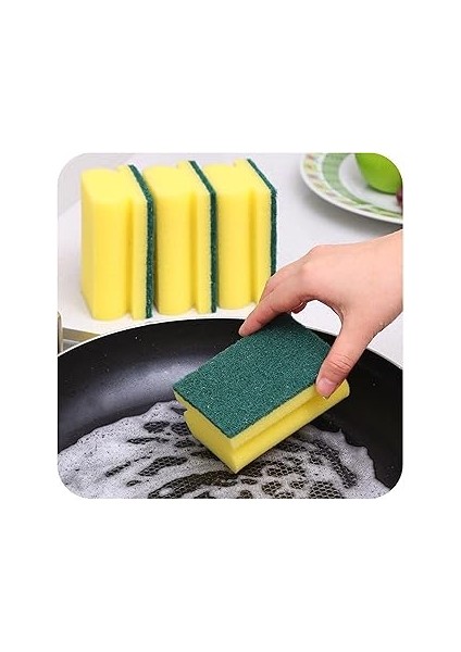 Homesmith Saplı Sünger, Tencere Temizleyici, Yüksek Yoğunluklu Köpük, Sarı, Standart, 10 Adet