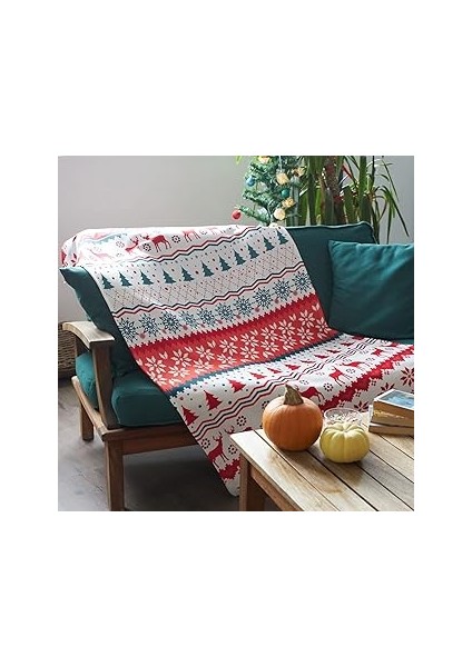 Yeni Yıl Motif Tasarımlı Tv Battaniyesi - Tek Kişilik Battaniye