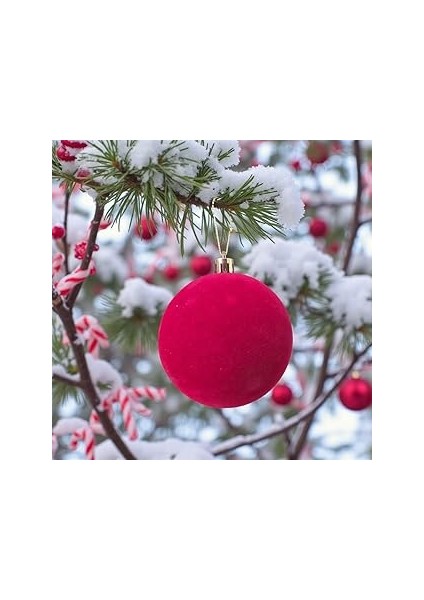 Yilbaşi Topu 8cm Kadi̇fe Düz 4lü Bordo AST7438