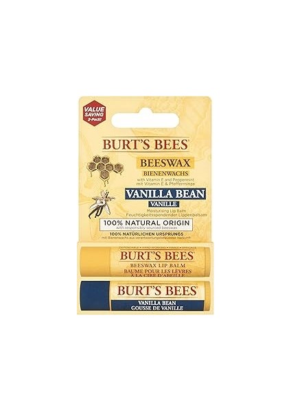 Burt's Bees 2li Lip Balm Set (Beeswax + Vanilya)