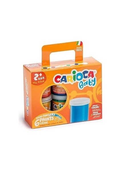 Carioca Bebek Yıkanabilir Parmak Boyası, 6 Renk x 80 gr