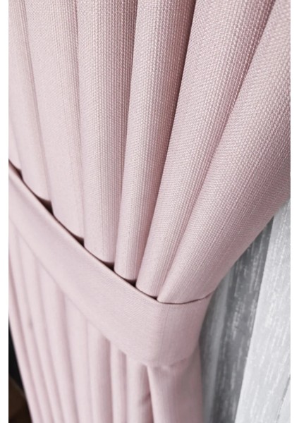 Keten Fon Perde, Pudra, Pano Fon, Sık Pile, Kuşaklı, Düz Renk, Tek Kanat fiyatları