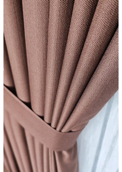 Keten Fon Perde, Koyu Kahve, Pano Fon, Sık Pile, Kuşaklı, Düz Renk, Tek Kanat fiyatları