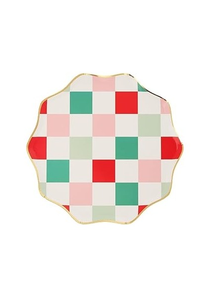 Meri Meri - Multi Check Side Plates - Kareli Tabaklar (M) (8'li)