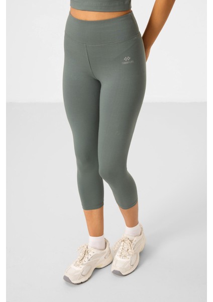 Çağla Yüksek Bel Kapri-Crop Atlet Slim Fit Kadın Tayt Takım - 95284