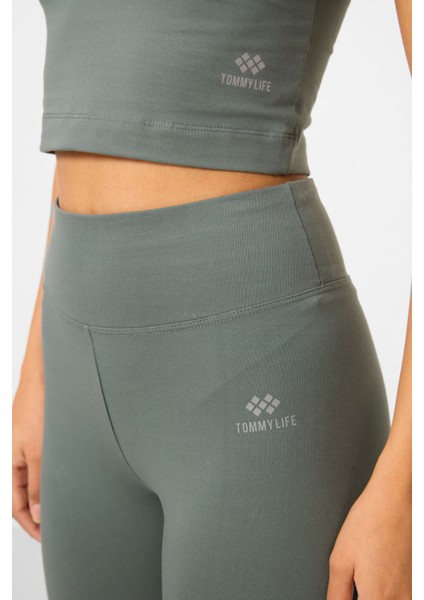 Çağla Yüksek Bel Kapri-Crop Atlet Slim Fit Kadın Tayt Takım - 95284