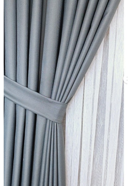 Keten Fon Perde, Gri, Pano Fon, Sık Pile, Kuşaklı, Düz Renk, Tek Kanat modelleri