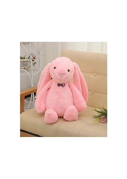 Uyku Arkadaşım Papyonlu Uzun Kulak Bunny Peluş Tavşan 65 cm (Pembe)