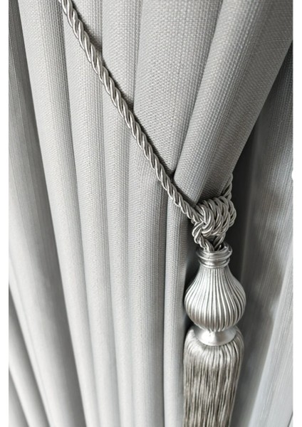 Keten Fon Perde, Açık Gri, Pano Fon, Sık Pile, Kuşaklı, Düz Renk, Tek Kanat fiyatları