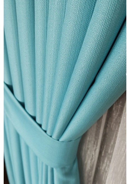 Keten Fon Perde, Turkuaz, Pano Fon, Sık Pile, Kuşaklı, Düz Renk, Tek Kanat fiyatları