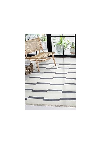 Mec Karesse 130 Gri Kilim – Yıkanabilir, Modern, Çift Taraflı Halı | 7 Farklı Boyut | Salon, Y