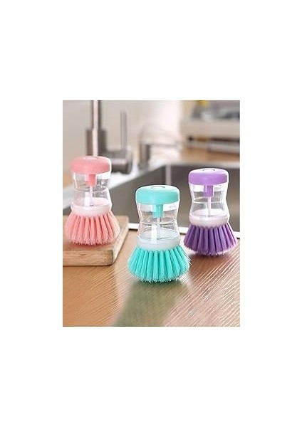 Mobee Sıvı Deterjan Hazneli Bulaşık Fırçası | Hazneli Mutfak Banyo Lavabo Yıkama Fırçası