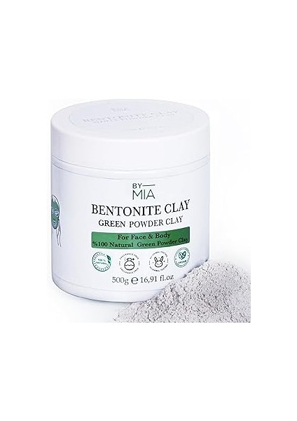 By Mia Yüz ve Vücut Bentonit KILI%100 Doğal Yeşil Toz Kil 500 gr