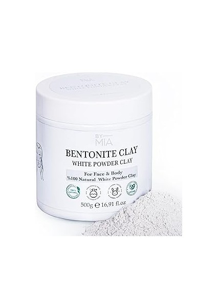By Mia Yüz ve Vücut Bentonit KILI%100 Doğal Beyaz Toz Kil 500 gr