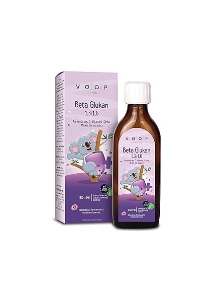 Voop Beta Glukan 1,3/1,6 Karamürver, C Vitamini, Çinko, Afrika Sardunyası 150ML