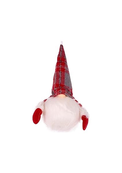 Herdekora Yılbaşı Süsü Noel Baba Figürü Işıklı Uzun Kollu Kırmızı-Gri 9X22 Cm.