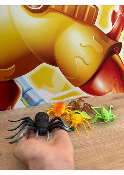 Böcek Hayvan Seti Oyuncak Böcekler Vahşi Hayvanlar Örümcek Sinek Böcek Çekirge Seti 5 Parça Büyük