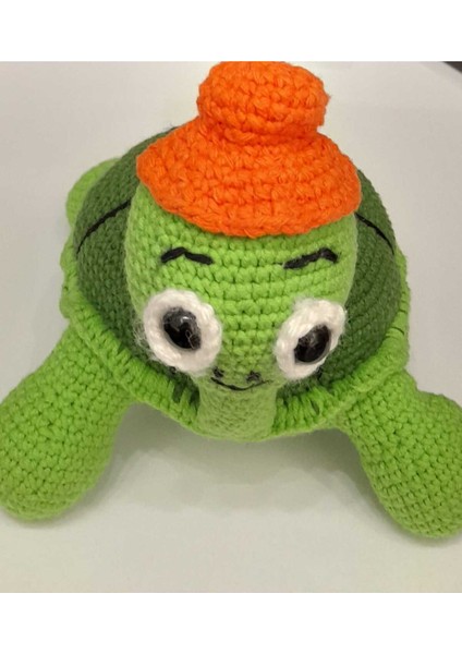 Yeşil Amigurumi Kaplumbağa, Sevimli ve Yumuşak Oyuncak, Bebek ve Çocuklar Için Ideal.