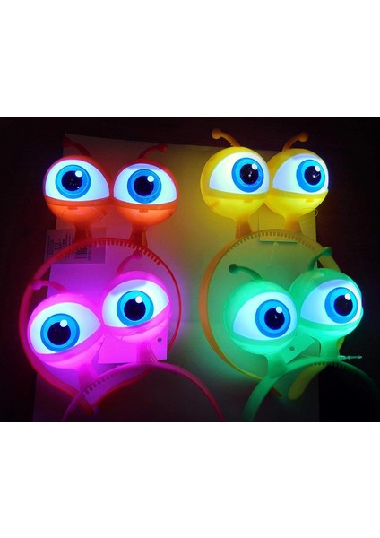 Rengarenk 3 Farklı Fonksiyonda Yanan LED Işıklı Uzaylı Göz Taç 1 Adet 18X12 cm