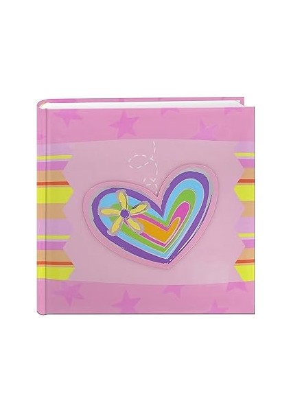 Pioneer Photo Albums 200 Cepli 3 Boyutlu Çizgili Kalp Aplike Kapak Fotoğraf Albümü, 10,5 cm x 15,5
