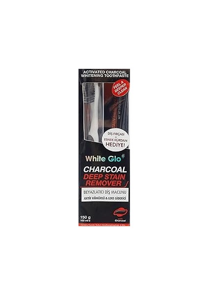 White Glo Beyazlatıcı Diş Macunu, Aktif Kömürlü Leke Giderici, 100 ml