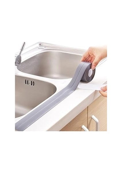 Hombak Gri Duş Pvc Lavabo Küvet Tezgah Kenar Banyo Mutfak Pencere 3,2 mt Su Sızdırmaz Geçirmez Yalı