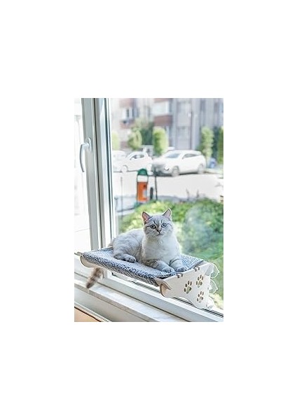 Atapet Cama Asılan Vantuzlu Kedi Yatağı (Gri, X-Large)