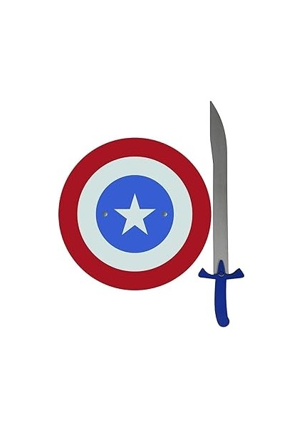 Ahtek Ahşap Oyuncak Silah Seti 2'li, Kaptan Kalkan + Kılıç ETİCSET031B