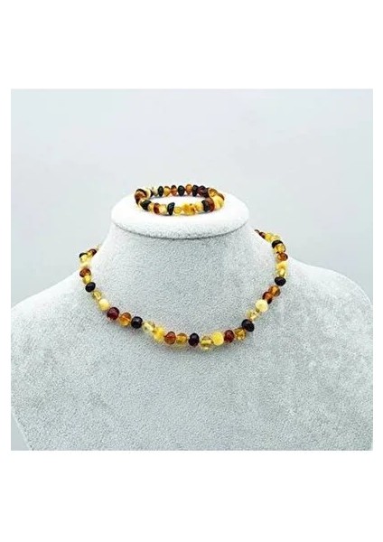 Hakiki Damla Kehribar Bebek Kolyesi ve Bileklik