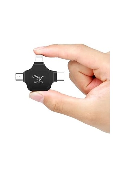 Wayona 4'ü 1 Arada Otg Adaptörü Flash Bellek Konnektörü, Otg Adaptörü, Siyah