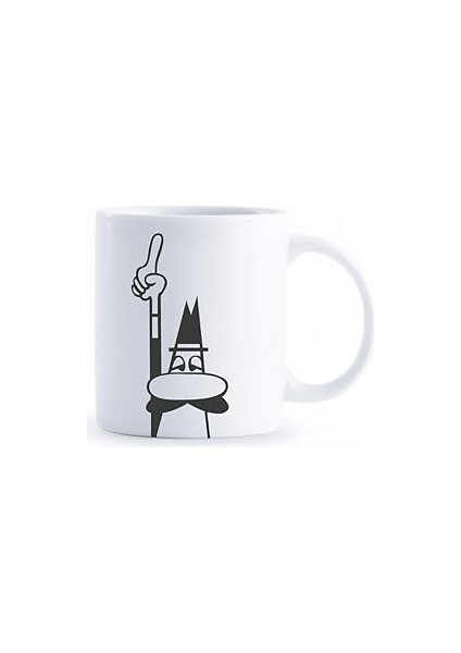 - Kupa - Mug - 250ML - Ikonik Bıyıklı Adam Desenli - Porselen