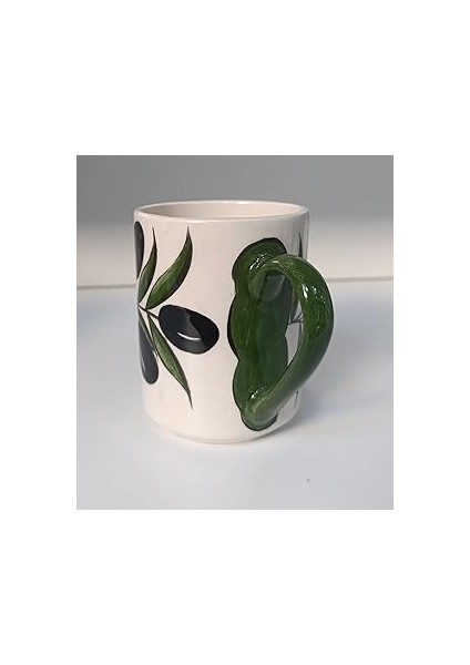 El Yapımı Seramik Kupa Zeytin Dali