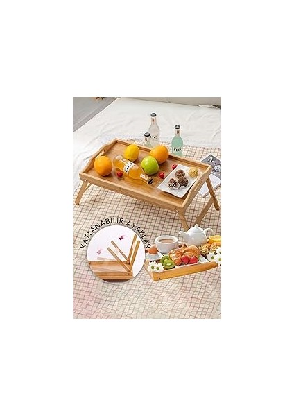 Mithra Life Katlanır Ayaklı Portatif Bambu Yatak Koltuk Piknik Keyif Tepsisi MIT1142