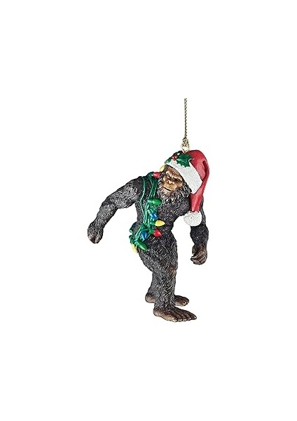 Toscano Bigfoot, Noel Yeti Sabta'nın Şapkalı Komik Noel Ağacı Dekorasyonu, Poliresin, Tam Re