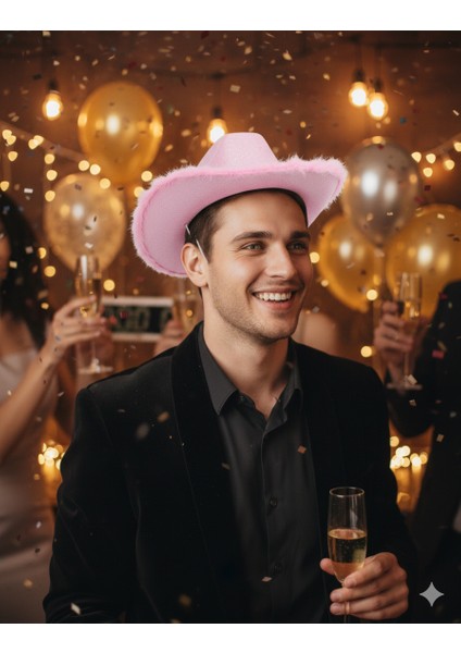 56 cm Baş Çevresi Pembe Simli Tüylü Kovboy Şerif Şapkası – Parti ve Yılbaşı Şapkası fiyatları