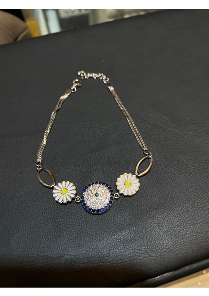 Ithal Nazar Boncuklu Papatyalı Kadın Gümüş Bileklik fiyatları