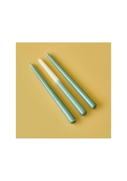 Maison Hill Şamdan 3'lü Mum Yeşil (25X2 Cm)