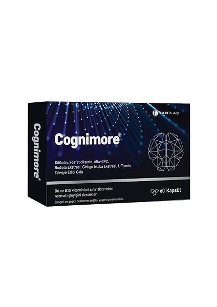 Cognimore 60 Bitkisel Kapsül Sitikolin Fosfatidilserin Alpha-Gpc Rhodiola Gingko Biloba L-Teanin