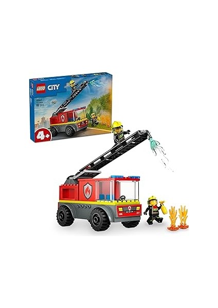 City Merdivenli Itfaiye Kamyonu 60463-4 Yaş ve Üzeri Çocuklar Için Yaratıcı Oyuncak Yapım Seti