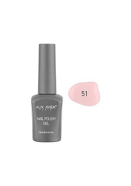 Alix Avien Bebek Pembe Kalıcı Oje 51-Yoğun Renk Veren Oje 12 Ml-Nail Uv Gel Polish 51