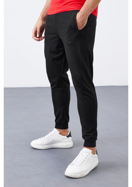 Siyah Fermuar Cepli Dar Kalıp Jogger Erkek Eşofman Alt - 84343 modelleri
